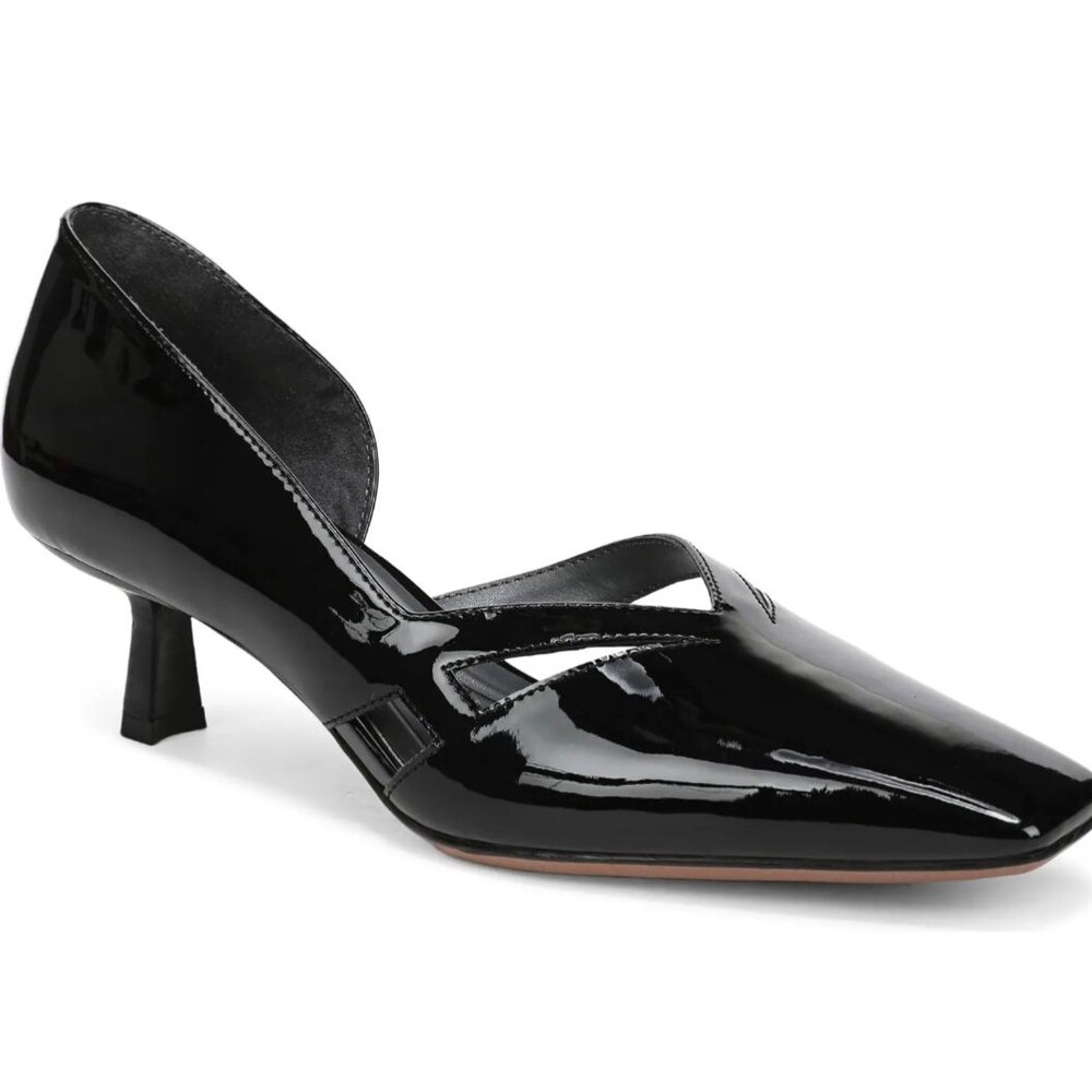 Franco Sarto Women’s Roselyn Black Kitten Heel Patent Pump Black Size 7.5 NWT